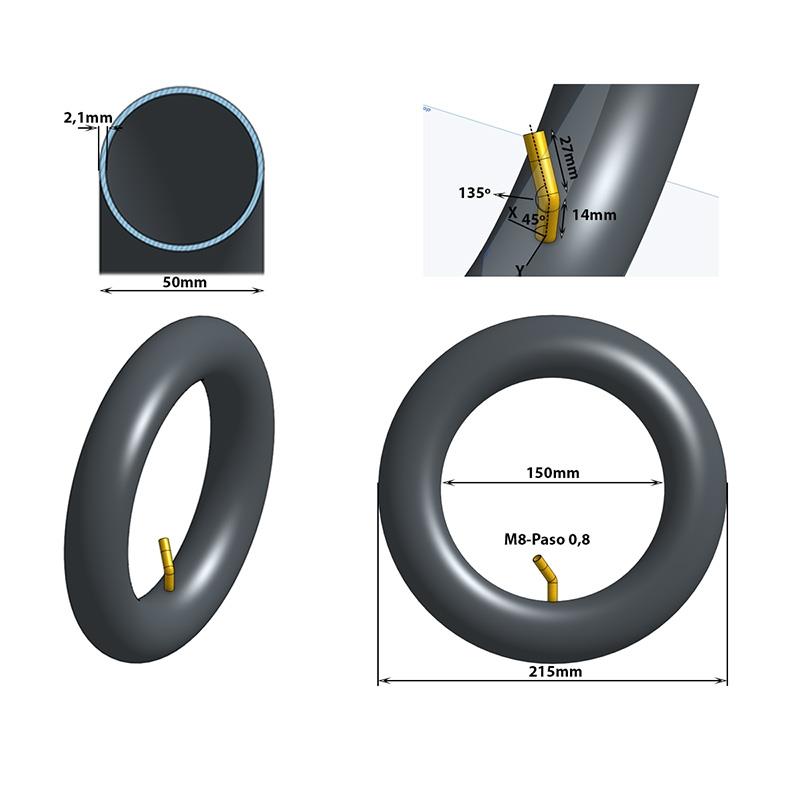 Chambre à air 8,5x2 VC 135x45° [Ewheel] Miscooter chambre à air