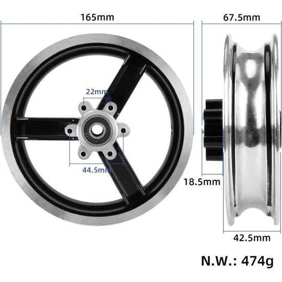 Jante 10 pouces pour pneu 10x2.50 Miscooter 